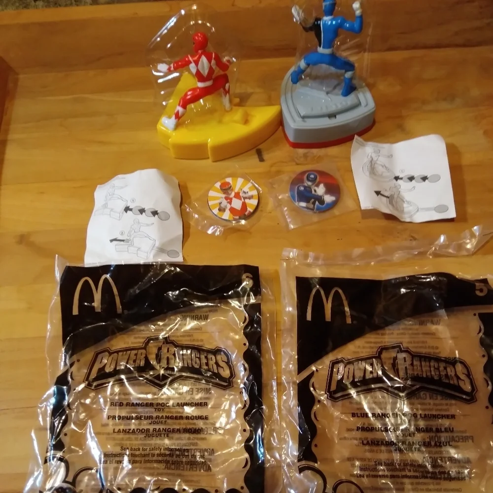 Vintage McDonald's Power Rangers pog launcher toys with pogs new sealed packages